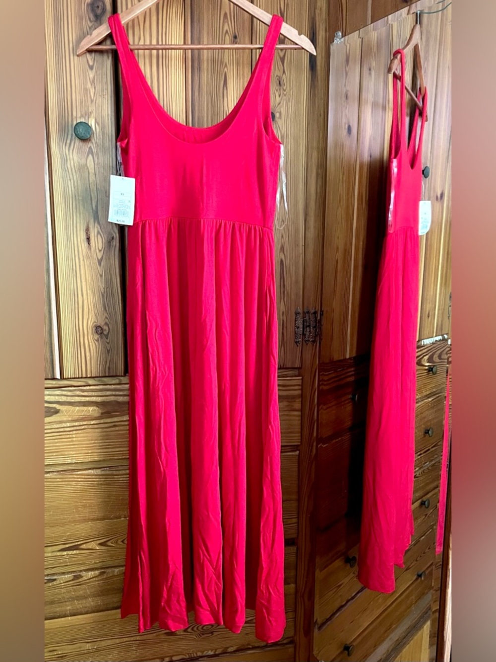 NWT A New Day- Red Midi Dress Sleeveless Lightweight XS pockets, side slit - Picture 6 of 14